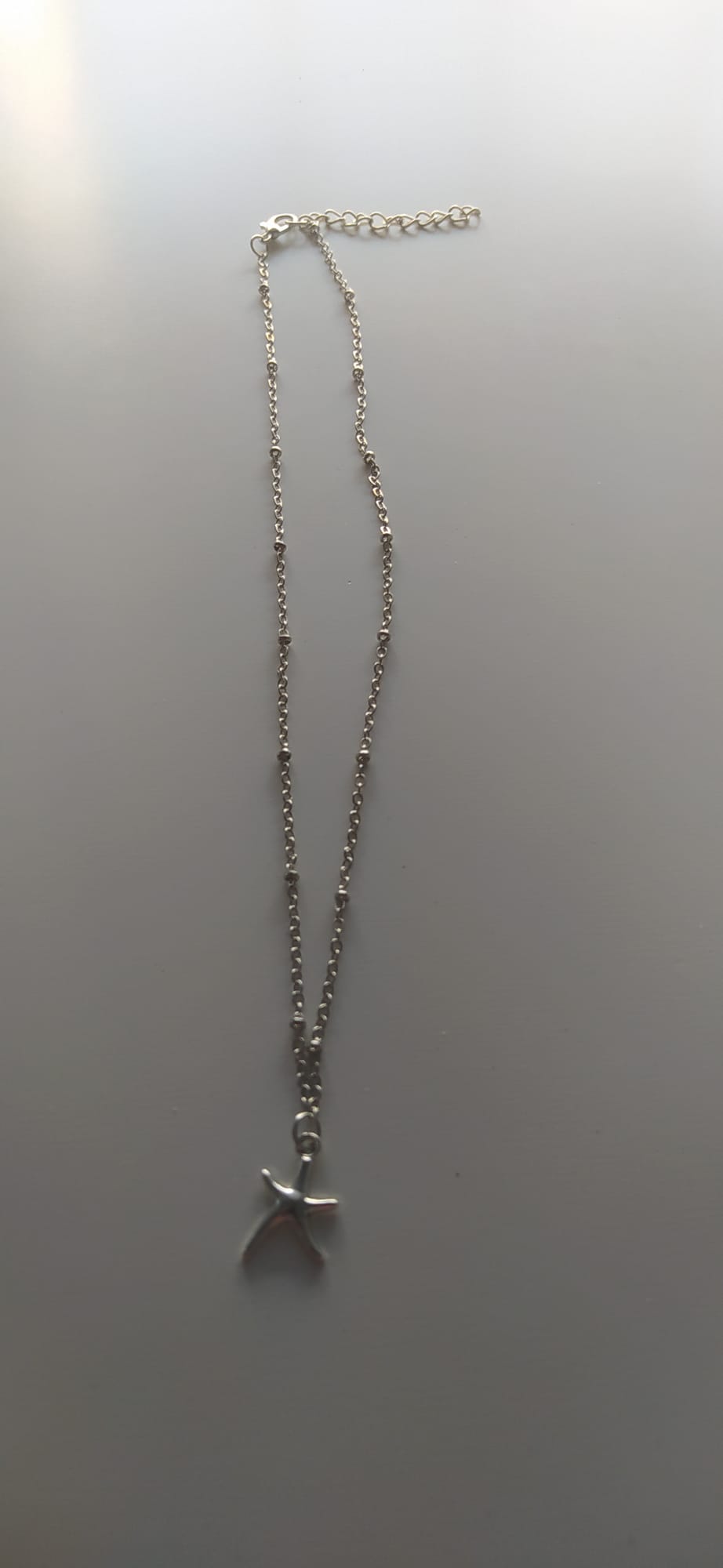Collar de cadena plateada fina con colgante de estrella de mar