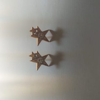 Pendientes de bisutería en forma de estrella dorada con circonita central