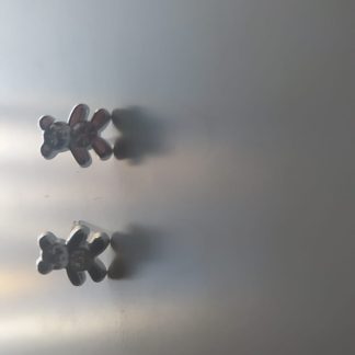 Pendientes con forma de osito de peluche en metal plateado